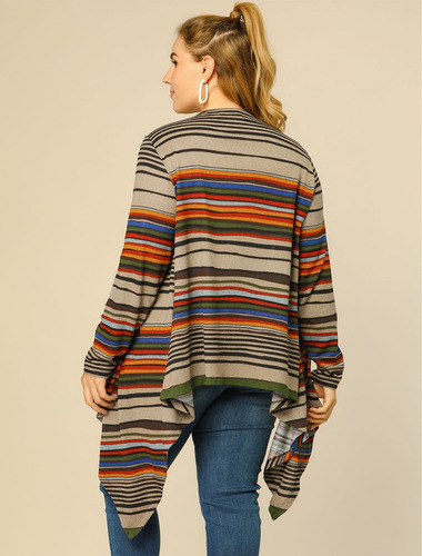 Cárdigan Talla Grande Chaqueta Ensamble Bohemio Con Rayas