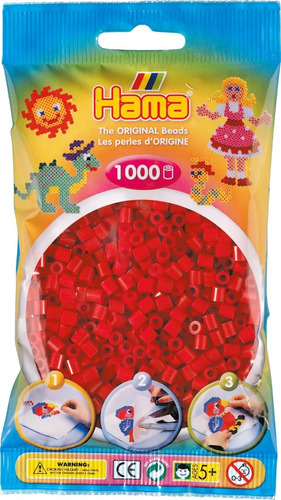 Hama Beads Midi Perler 1000 Unidades Color Rojo Oscuro Pixel