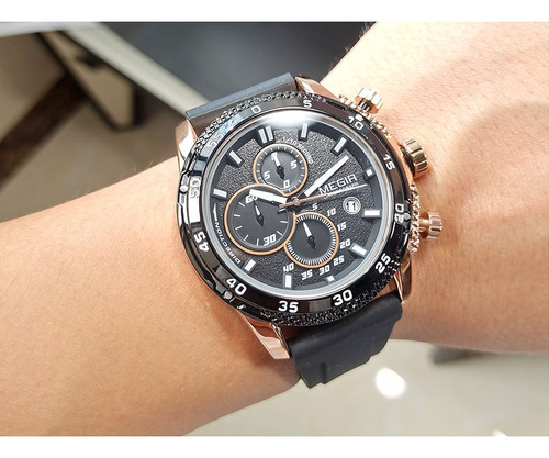 Reloj deportivo Megir 2211 Quartz Chronograph para hombre, color negro