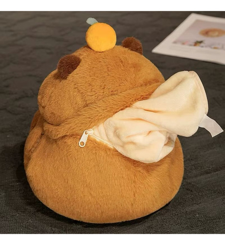 Peluche Almohada Con Manta Capibara 40 Cm Calienta Manos Marrón Oscuro