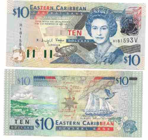 Billete San Vicente Caribe  Del Este 10 Dolares Sin Circular