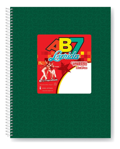 Cuaderno Con Espiral 21.27 Cuadriculado 100h Laprida Ab7 Color Verde