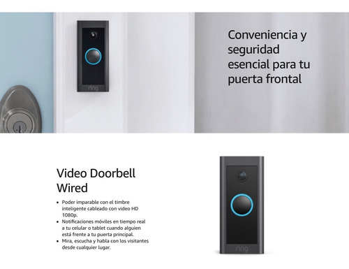 Imagen 6 de 7 de Timbre Ring Video Doorbell Con Cámara De Seguridad Entrada