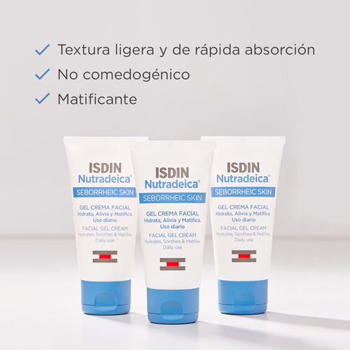Nutradeica Gel-crema Facial Para Piel Seborreica Isdin X50ml Momento De Aplicación Día/noche Tipo De Piel Seborreica