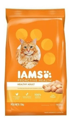 Alimento Iams Adult +1 para gato adulto sabor pollo en bolsa de 15kg