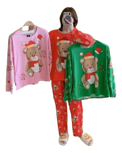 Pijama Navideña Conjunto Dos Piezas Pantalón Y Blusa Navidad