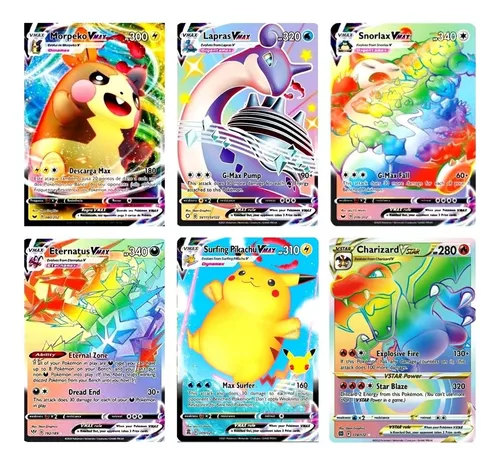 Carta Pokemon Pikachu V + 20 Cartas Vmax V Aliados Gx Shiny