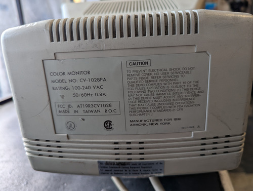 Monitor Ibm 6527 Mod.cv-1028pa Crt 9 Color En Buen Estado Ivory (Usado)
