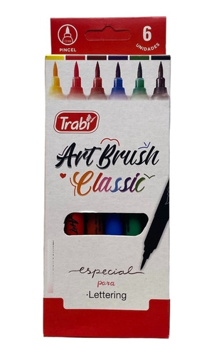 Marcador Trabi Art Brush Clasicos Punta Pincel X 6 Colores