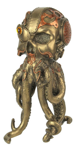 Estatua De Cráneo Steampunk Con Acabado Bronce/cobre, Decora