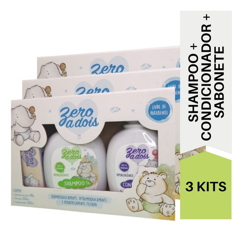 Imagem 1 de 7 de 3x Kit Banho Bebe Completo Shampoo Condicionador E Sabonete