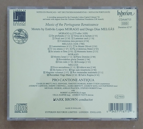 Cd - Music Of The Portuguese Renaissance - Hyperion (Usado)