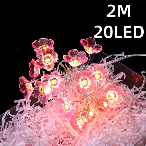 Decoración Navideña De 2 M Y 20 Led Con Forma De Flor De Cer