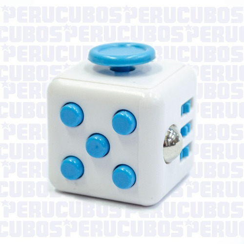 Cubo Relajante Antiestres Blanco Con Celeste Fidget Cube