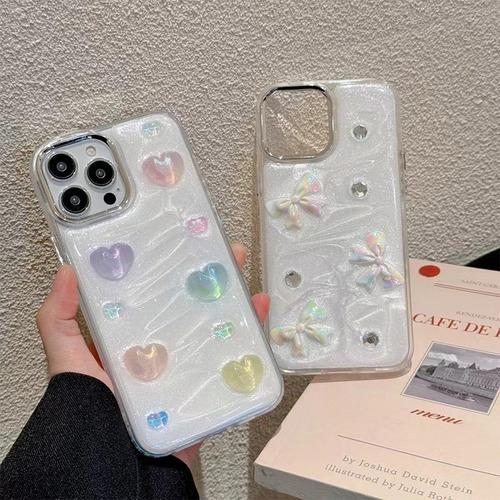 Funda Case Alta Calidad Moda Tpu Para iPhone Lazo 3d Destello De Arena Movediza