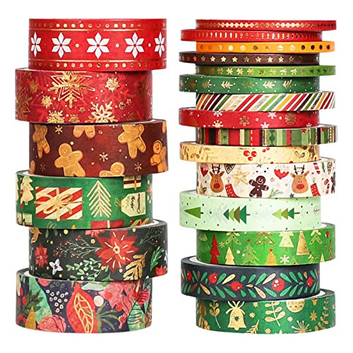 Set De Cintas Washi De Navidad, 21 Rollos De Cintas Dec...