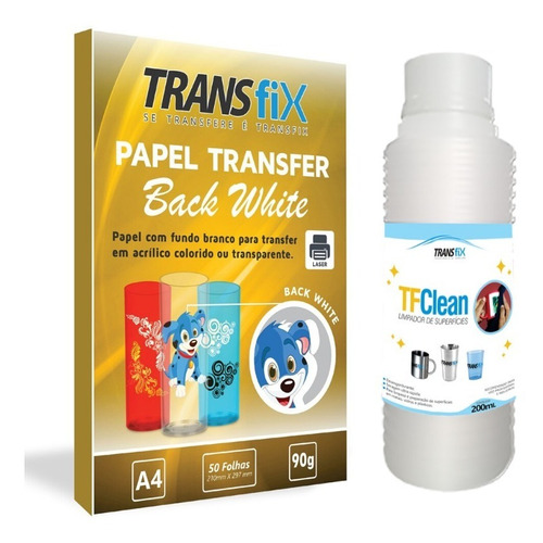 Papel Transfer Laser Back White Fundo Branco + Tf Clean