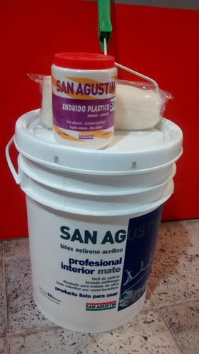 Imagen 2 de 6 de Combo Pintura San Agustin Latex 20 Lt + Enduido + Rodil