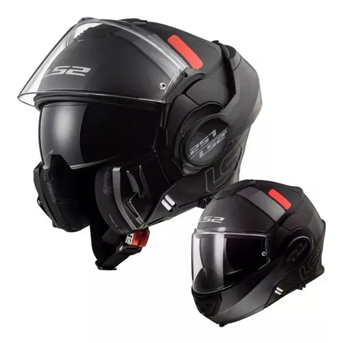 Casco para moto rebatible LS2 Valiant FF399 black y matt titanium prox  talle S