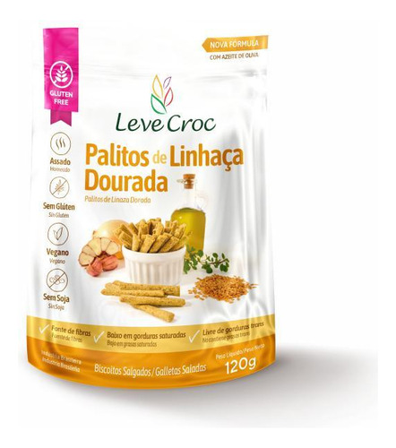 Kit 2x: Biscoito Palito Linhaça Sem Glúten Leve Crock 120g