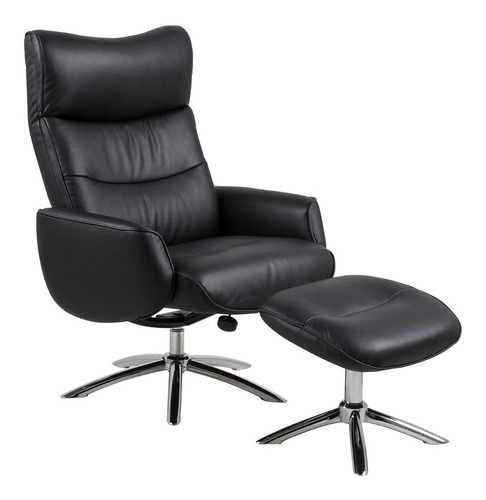 Sillón Rochester Negro Con Apoyapiés Marca Londra