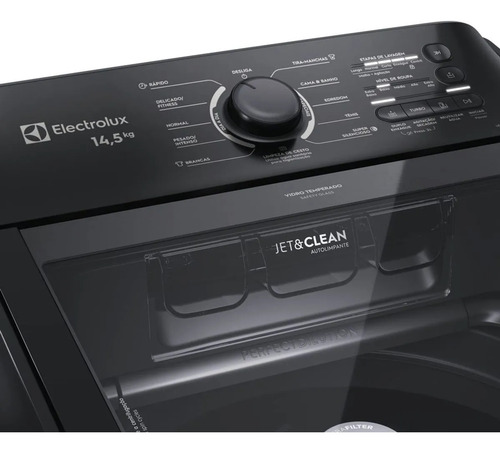 Máquina de Lavar Electrolux 14,5kg Preta Efficient Cesto Inox, Jet&Clean e Filtro Fiapos (LEP15)