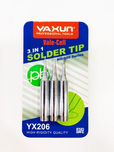 Imagen 2 de 5 de Kit De 3 Puntas Soldado Lapiz Cautín Ya-xun Yaxun Metal Oval