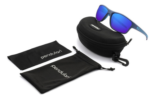 Óculos De Sol Esportivo Pesca Corrida Ciclismo Polarizado Uv Armação Azul-escuro Lente Azul
