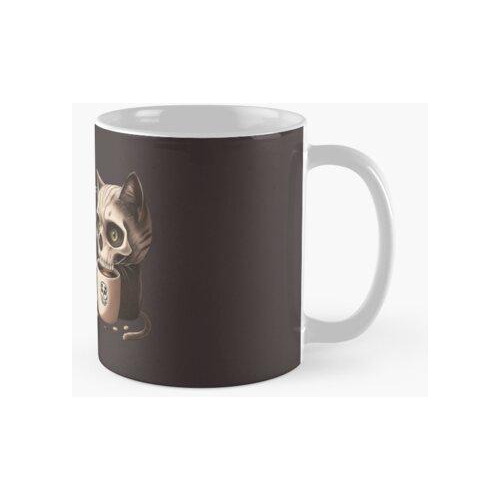 Taza  Gato Calavera Y Café Calidad Premium