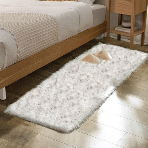 Orinova Alfombra De Felpa Gris Y Blanca Lavable Para Dormito