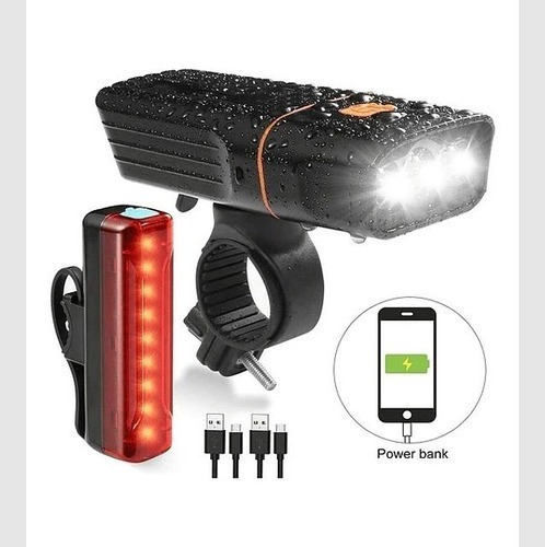 Set Luces Delantera Trasera Bicicleta Power Bank 