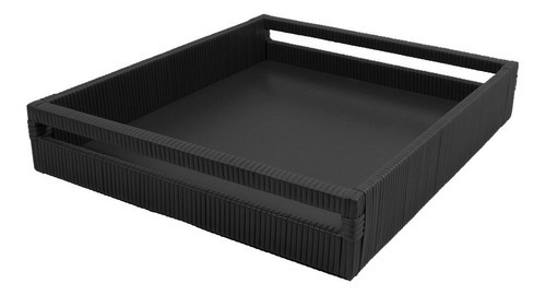 Bandeja Em Vime Sintético- Modelo Grécia 59x39x8cm Cor Preto