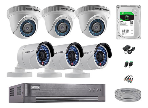 Cámaras Seguridad Kit 6 Hd 720p + Disco 2tb Vigilancia P2p