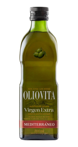 Aceite Oliva Oliovita Mediterraneo Botella Vidrio 500 Ml