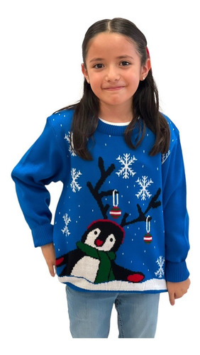 Sueter Navideño / Ugly Sweater Niños Con Pinguino