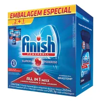 Comprar Kit 2 Detergentes Tablete All In 1 Max 235,3g Cada + Secante Abrilhantador Para Máquina De Lavar Louças 250ml Finish Powerball