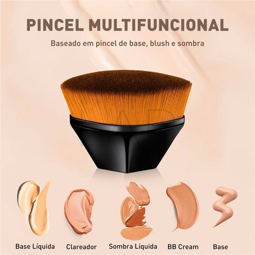 Pincel Mágico Hexagonal Base Maquiagem Tiktok Flawless Brush Cor Preto