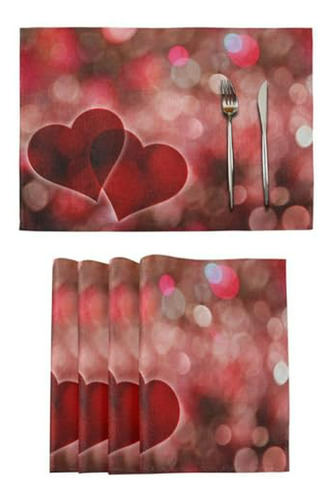 Set 6 Manteles Individuales Corazones San Valentín