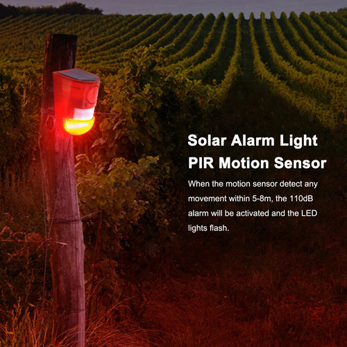 Luz De Alarme Solar Com Sensor De Movimento Pir E Sirene 110