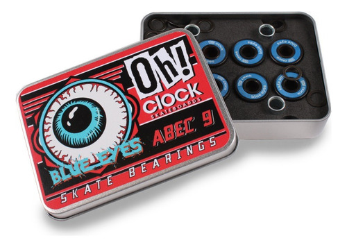 Kit 8 Rulemanes + Spacers Skate Oh! Clock ¡abec-9! Azules