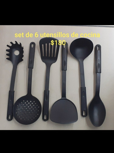 Set 6 Piezas Para La Cocina Cucharon Espumadera Espatula Etc