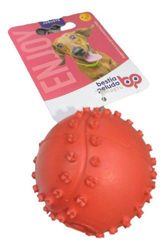 Juguete Pelota Beisbol Con Chifle Caucho Natural Perros 6cm Color Rojo