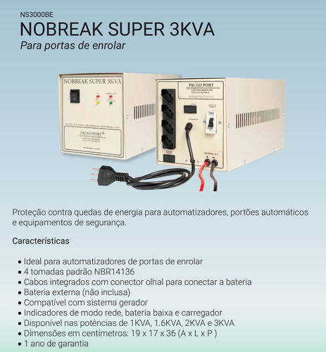 Nobreak Super Plus 3kva Para Portões E Cancelas - Pauloport