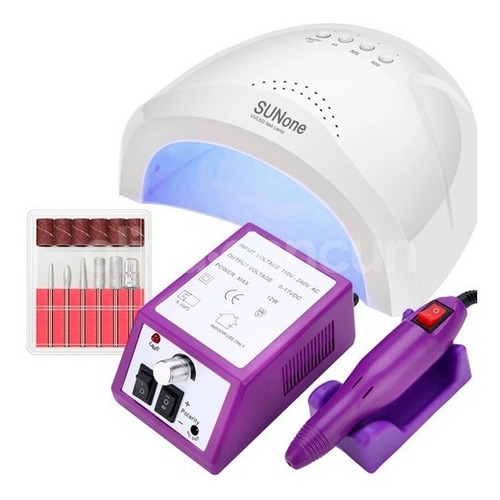 Kit Lámpara Uv Led + Torno Eléctrico Manicura Pedicura 