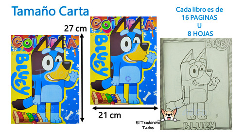 10 Libros Colorear Bluey + 10 Cajitas De Colores (12)