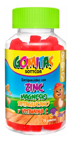 Zinc Para Niños Gomitas Sottcor 100gr Fresa