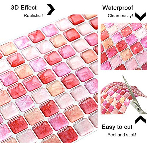4 Hojas De Azulejos Autoadhesivos Cocina Baño, Azulejo...