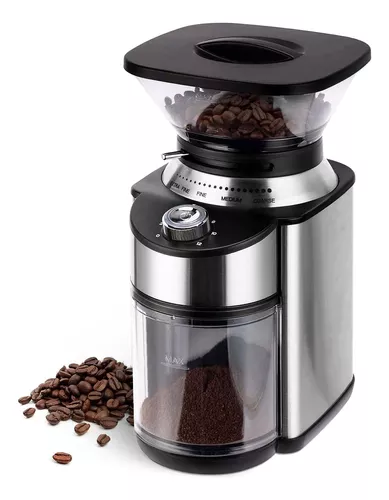 RRH Molinillos de café de rebabas, Molinillo de café eléctrico profesional,  Molinillo automático de molino de rebabas, 8.82 oz de grano de café en