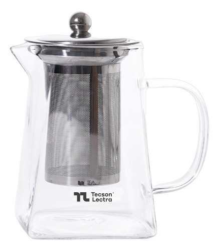 Tetera De Vidrio Con Infusor 750 Ml Y Tapa Acero Inoxidable 