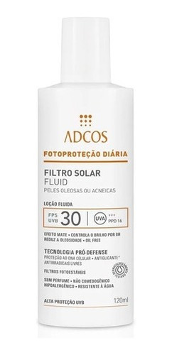 Adcos Filtro Solar Fluid Fps 30 Peles Oleosas 120ml